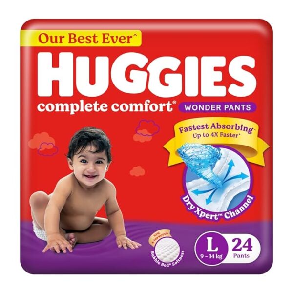 Huggies Complete Comfort Wonder Pants Large (L) Size (9-14 Kgs) - 24 Pieces