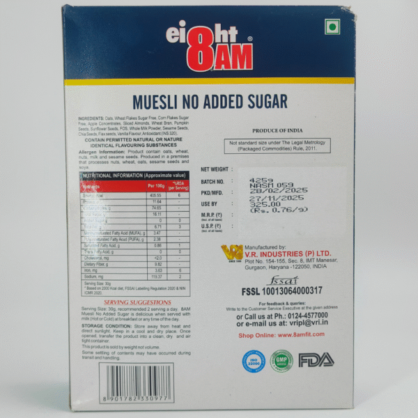 8am Muesli No Added Sugar 425gm - Image 3
